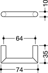 HEWI Möbelgriff 562.10.64 PA 90 tiefschwarz, Ø 10 mm, Gehrungsgriff, 64 mm Befestigungsabstand