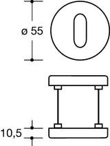 HEWI Schlüsselrosetten-Paar 306.23PB 90 – Rund, PZ, 55 mm, tiefschwarz matt, für Türstärke 38,1–48 mm