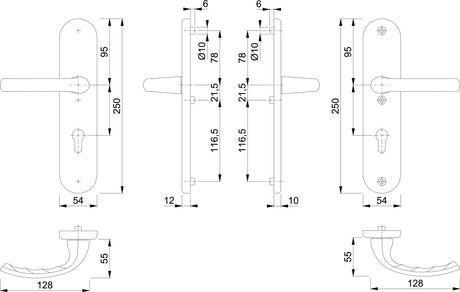 HOPPE Schutzgarnitur Tôkyô 76G Aluminium F1 ES 1 für Abschlusstüren