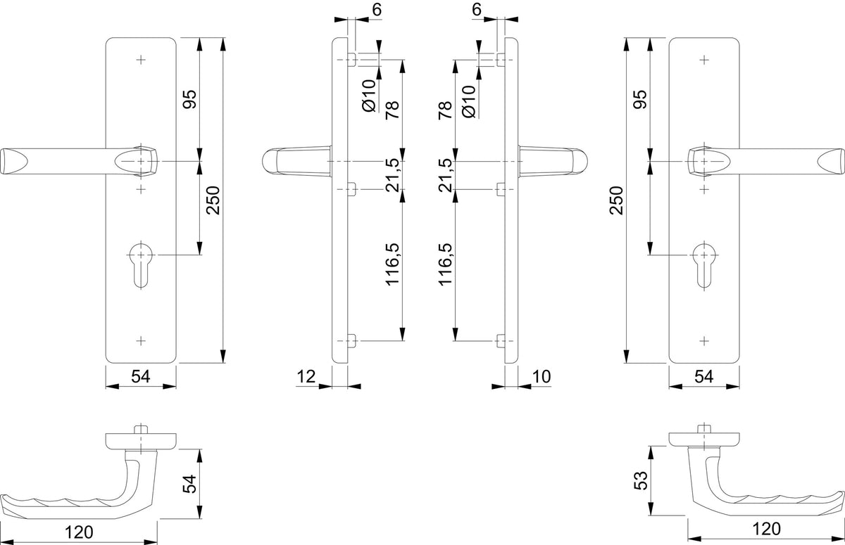 HOPPE Schutzgarnitur London 61G/2221/2210/113 Aluminium F1 für Abschlusstüren, einbruchhemmend nach DIN 18257