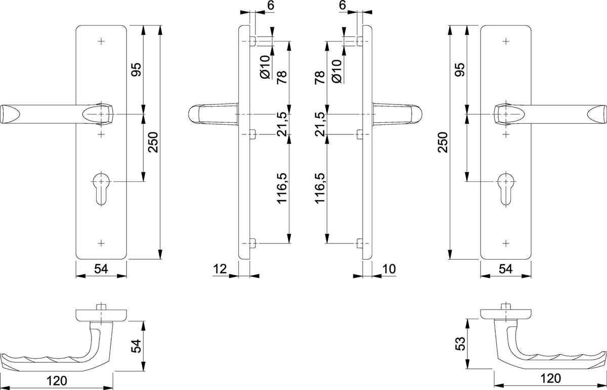 HOPPE Schutzgarnitur London 61G/2221/2210/113 Aluminium F1 für Abschlusstüren, einbruchhemmend nach DIN 18257
