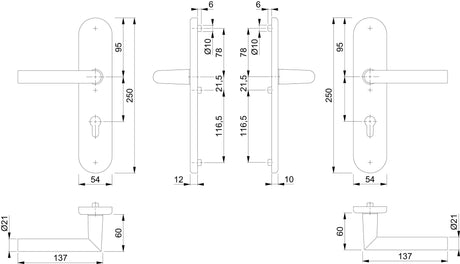 HOPPE Schutzgarnitur Amsterdam 86G/3331/3310/1400 Aluminium F1 für Abschlusstüren, ES 1