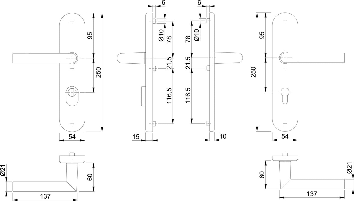 HOPPE Schutzgarnitur Amsterdam 86G Alu F1, ES 1, DIN 18257, 72 mm, 37-47 mm