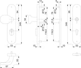 HOPPE Schutzgarnitur E86G/3332ZA/3310 – Edelstahl, ES1 (SK2), 92 mm, für Türstärke 67-77 mm