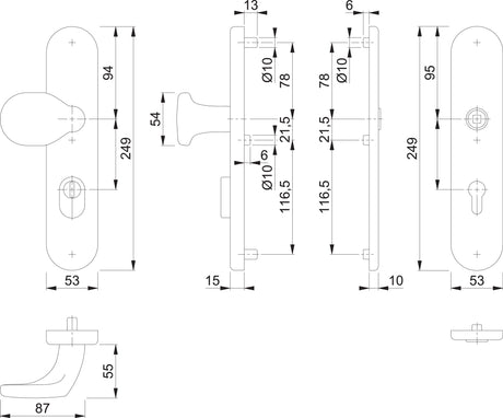HOPPE Schutzgarnitur E86G/3332ZA/3310 – Edelstahl, ES1 (SK2), 92 mm, für Türstärke 67-77 mm