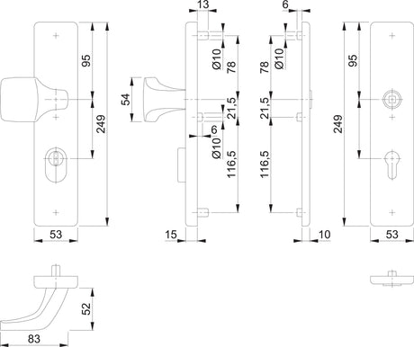 HOPPE Schutzgarnitur E61G/2222ZA/2210 Edelstahl F69 92 mm für Türstärke 67-77 mm