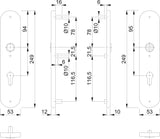 HOPPE Langschildpaar F69 VA Edelstahl PZ 92 mm für Außen-/Wohnungstüren