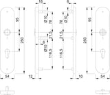 HOPPE Langschildpaar F69 VA Edelstahl PZ 92 mm für Außen-/Wohnungstüren