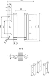 Pendeltürband VA Gr.29 L.75mm 15kg TS 18-25mm DENI – doppelt wirkend