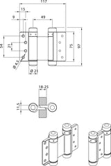 Pendeltürband VA Gr.29 L.75mm 15kg TS 18-25mm DENI – doppelt wirkend