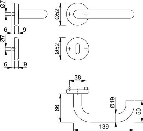 HOPPE Rosettengarnitur Baden E1388Z Edelstahl U-Form DIN L/R für Innentüren