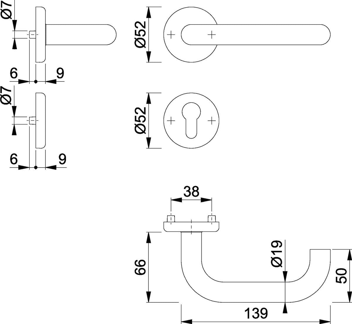HOPPE Rosettengarnitur Baden E1388Z Edelstahl U-Form DIN L/R für Innentüren