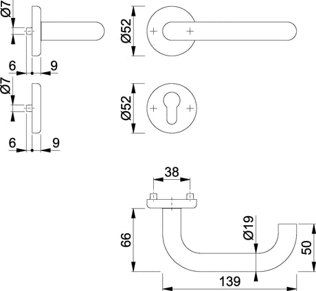 HOPPE Rosettengarnitur Baden E1388Z Edelstahl U-Form DIN L/R für Innentüren