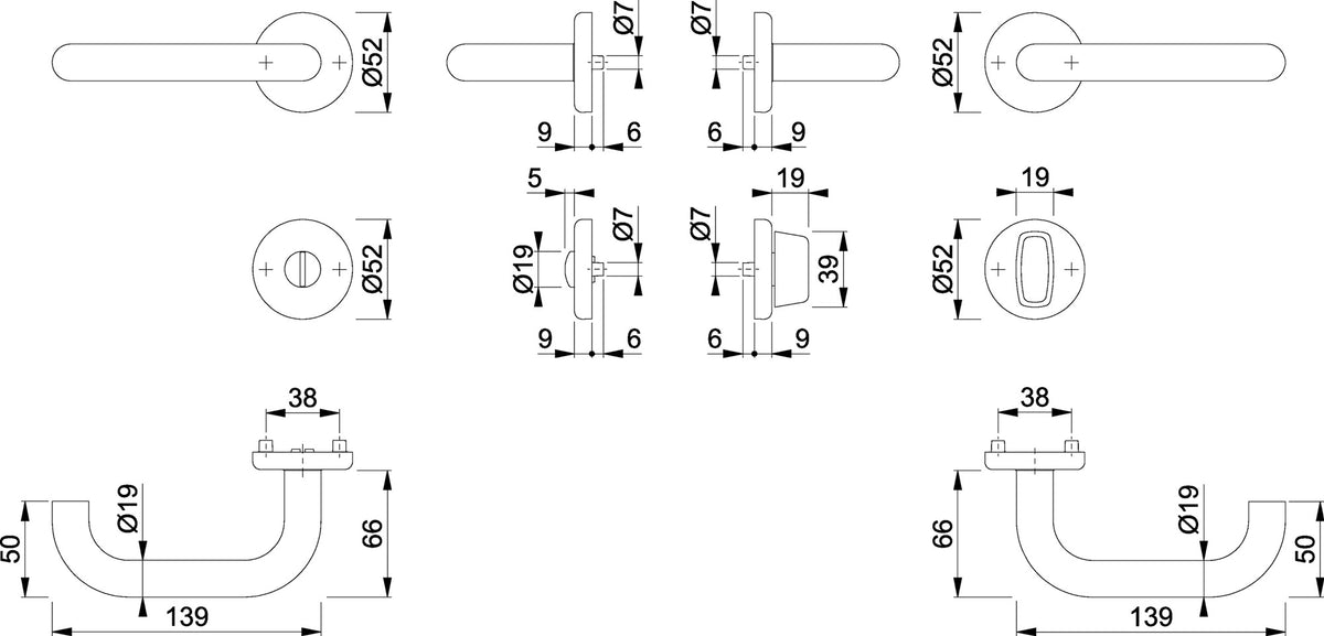 HOPPE Rosettengarnitur Baden E1388Z Edelstahl U-Form DIN L/R für Innentüren