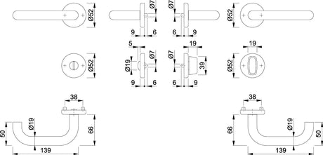 HOPPE Rosettengarnitur Baden E1388Z Edelstahl U-Form DIN L/R für Innentüren