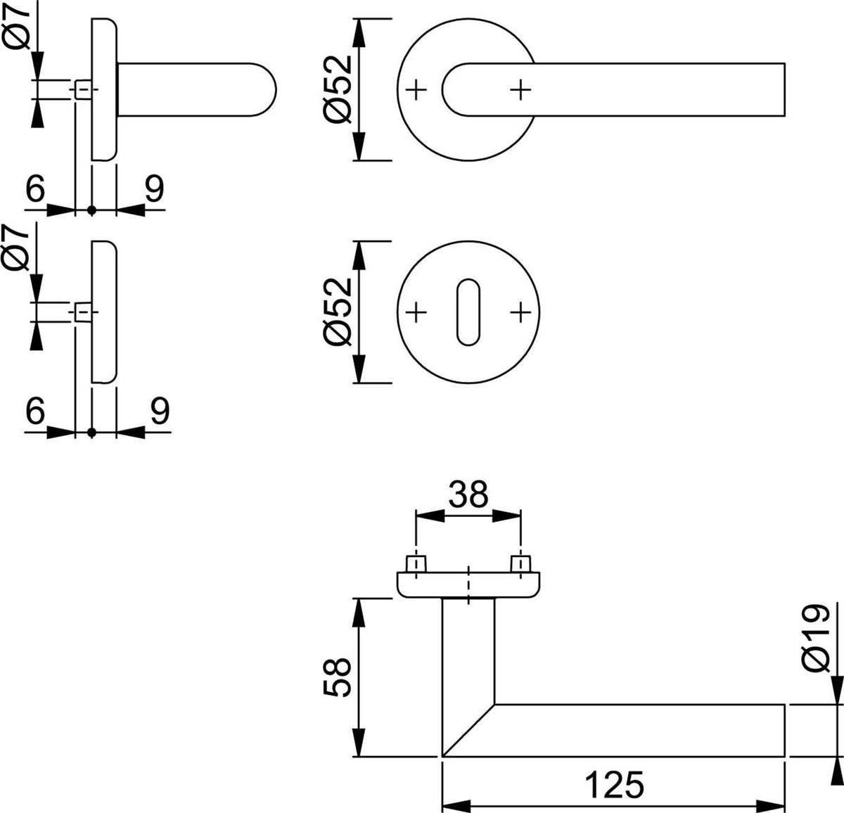 HOPPE Rosettengarnitur Utrecht E1444Z/17KV/17KVS Edelstahl F69 DIN L/R – Türbeschlag