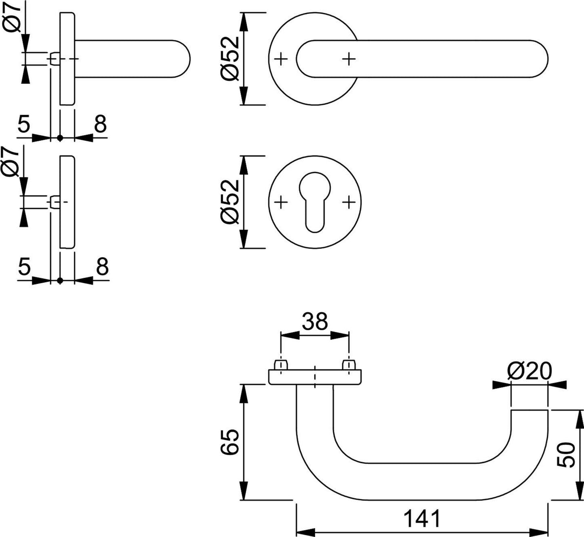 HOPPE Rosettenhalbgarnitur Paris E138Z/42/42S Edelstahl F69 für Kombischutz
