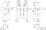 HOPPE Schutzgarnitur London 78G/2221A/2440/113 Alu F1 für Abschlusstüren, DIN links/rechts