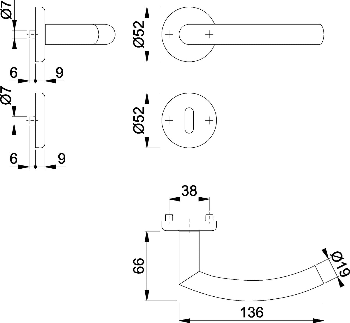 HOPPE Rosettengarnitur Alta E1433Z/17KV/17KVS Edelstahl F69 DIN links/rechts
