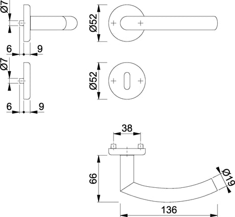 HOPPE Rosettengarnitur Alta E1433Z/17KV/17KVS Edelstahl F69 DIN links/rechts