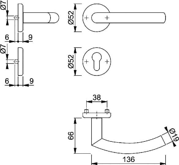 HOPPE Rosettengarnitur Alta E1433Z/17KV/17KVS Edelstahl F69 DIN links/rechts