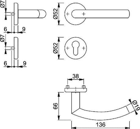 HOPPE Rosettengarnitur Alta E1433Z/17KV/17KVS Edelstahl F69 DIN links/rechts