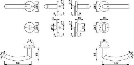 HOPPE Rosettengarnitur Alta E1433Z/17KV/17KVS Edelstahl F69 DIN links/rechts