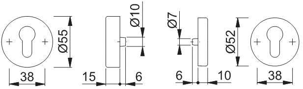 HOPPE Schutzrosettenpaar E42ZNSB/42HS Edelstahl F69 rund 15 mm für Außentüren