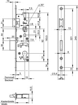 WILKA Rohrrahmen-Einsteckschloss 1438 PZ, Edelstahl rostfrei, Riegelausschluss 24 mm, 245 mm