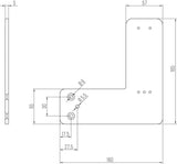 DENI Montageplatte für Rohrrahmentüren – Türwächter, DIN links/rechts, Edelstahl, 165 x 160 mm