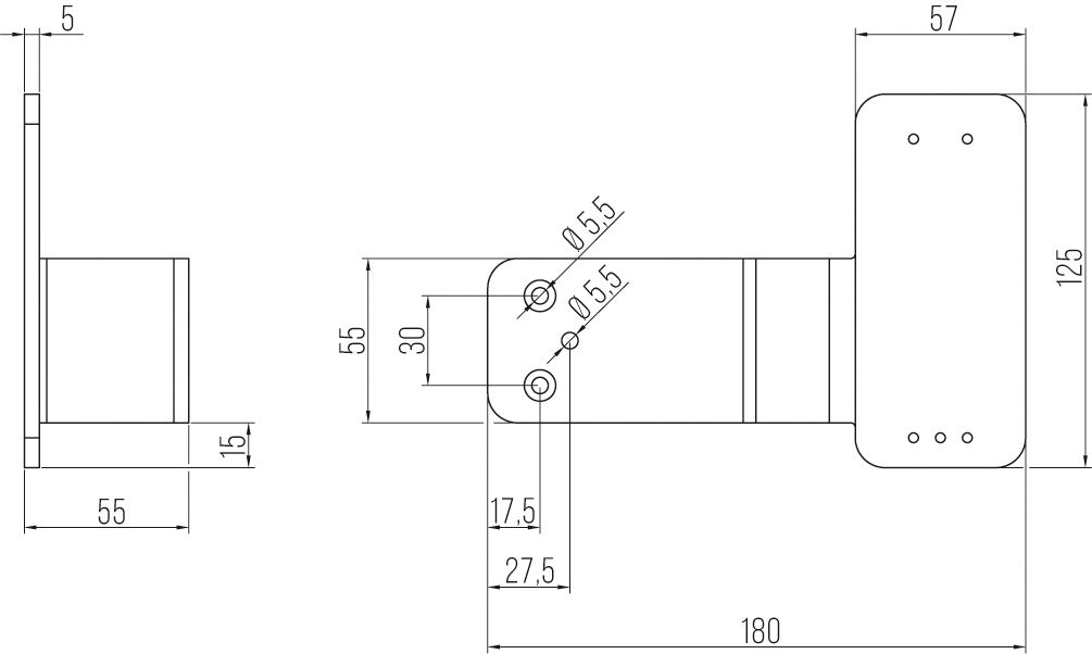 DENI Montageplatte für Türwächter unter Panikstange, Edelstahl, DIN links, 125x180 mm