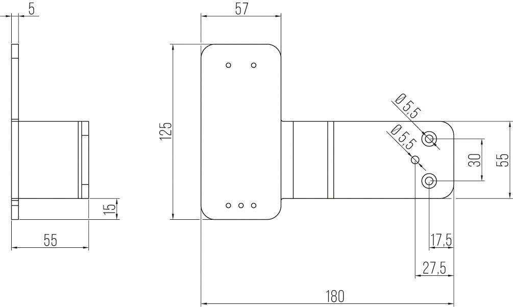 DENI Montageplatte für Türwächter unter Panikstange, Edelstahl, DIN links, 125x180 mm
