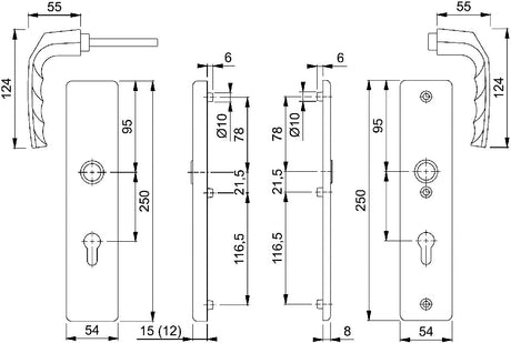 HOPPE Schutzgarnitur Birmingham 1117/2221A/2440 Alu F1 72 mm für Türstärke 37-42 mm