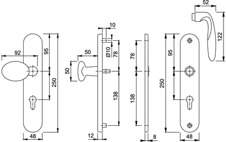 HOPPE Schutzwechselgarnitur Pisa M76G – Schutzgarnitur mit Stahlanbohrschutz, 72 mm, F77-R