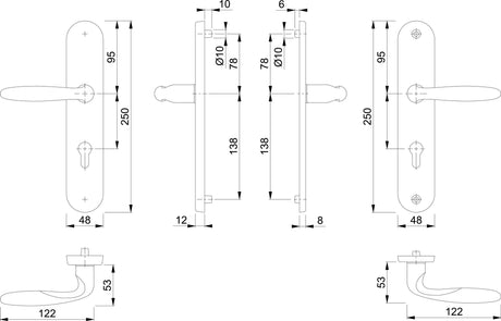 HOPPE Schutzwechselgarnitur Pisa M76G – Schutzgarnitur mit Stahlanbohrschutz, 72 mm, F77-R