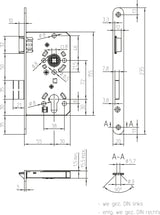 SSF Zimmertür-Einsteckschloss Klasse 2 PZW 55/72/8 mm DIN links Zinkdruckguss