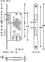 SSF Zimmertür-Einsteckschloss BB 55/72/8 mm DIN links Klasse 1 silber abgerundet