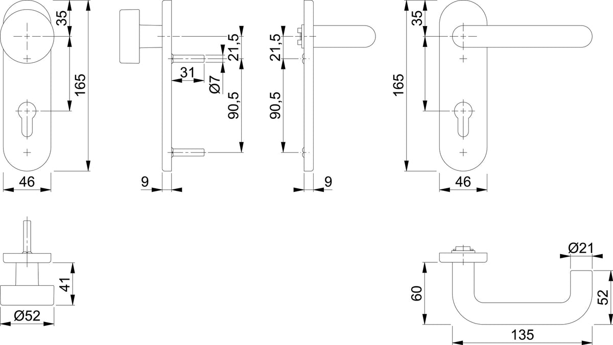 HOPPE Feuerschutzgarnitur Paris FS-K138F/353K – Kurzschild, PZ, DIN L/R, tiefschwarz