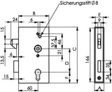 Schiebetorschlosskasten 140S DIN L/R Maß Dornm.60mm AMF