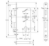 BKS Panik-Einsteckschloss 1201 Funktion E, DIN links, 20/65/72/9 mm, Edelstahl