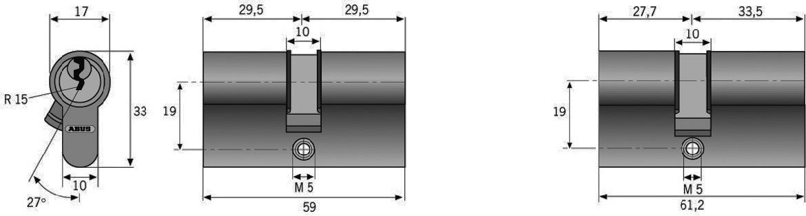 ABUS Profildoppelzylinder C 73 N 30/30 mm – Not- und Gefahrenfunktion beidseitig, 3 Schlüssel, verschiedenschließend