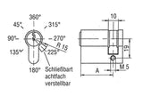 BKS Profilhalbzylinder 8900 27/10 mm mit 3 Schlüsseln, verschiedenschließend, vernickelt