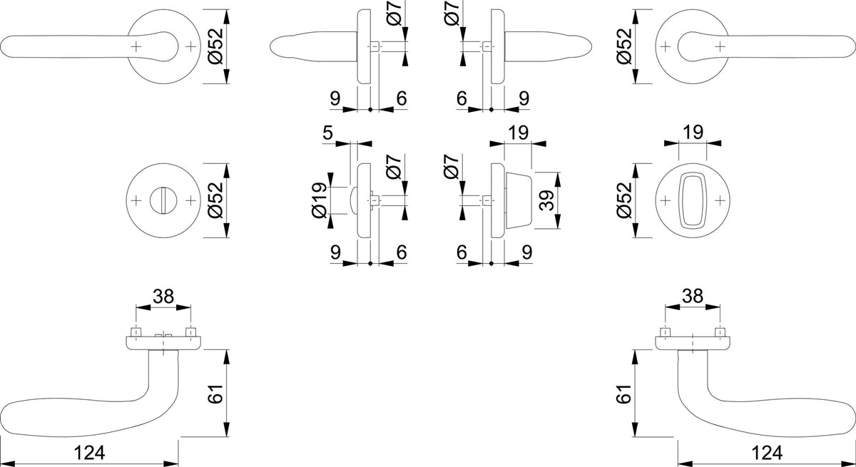 HOPPE Rosettengarnitur Cardiff E1850Z/17KV/17KVS – Edelstahl matt, DIN L/R, 8 mm Vierkant