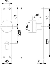 HOPPE Knopflangschild 54/202 Aluminium F1 72 mm PZ – Türbeschlag für Abschlusstüren