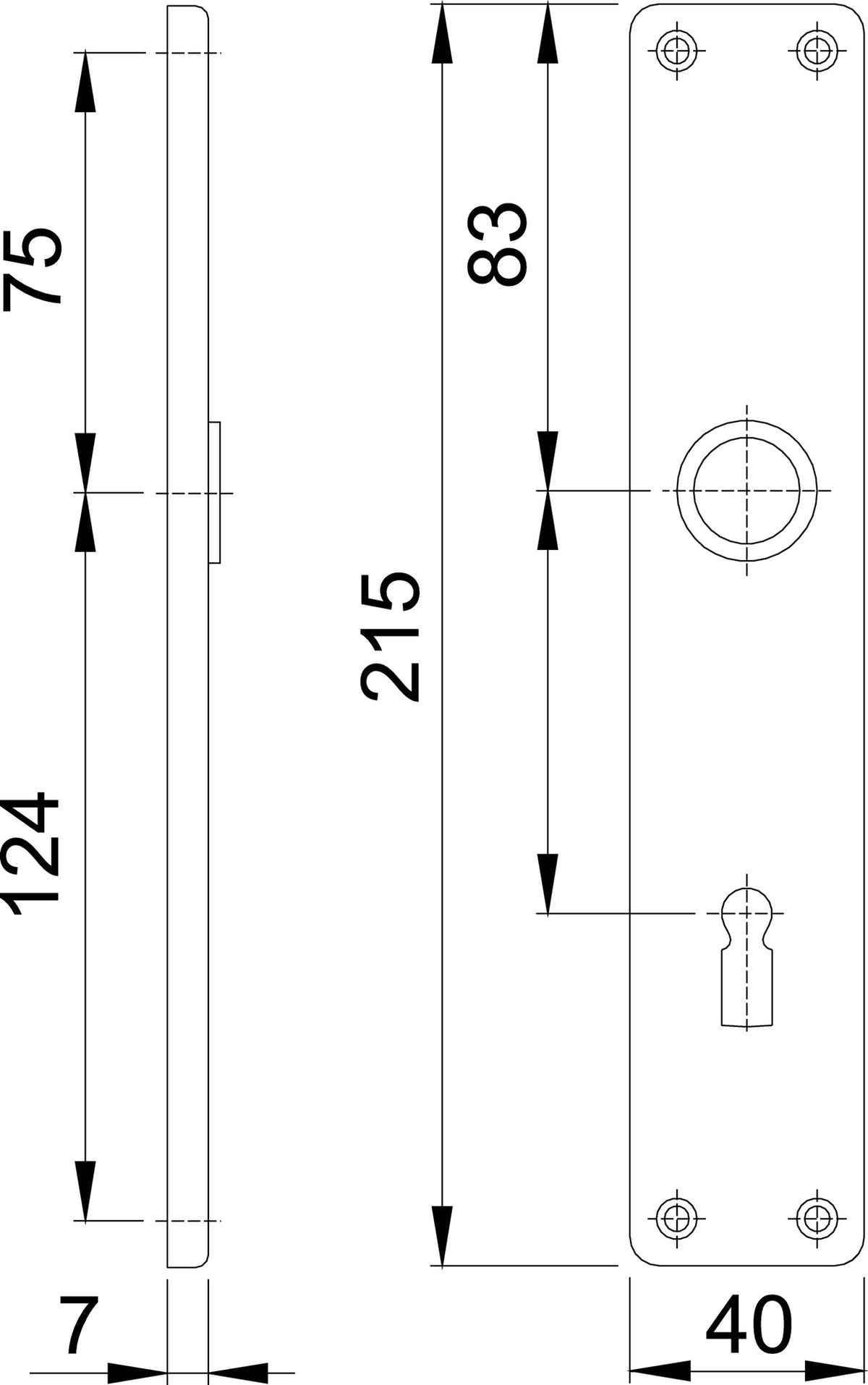 HOPPE Langschildpaar 202SP F2/neusilberfarbig, 72 mm Entfernung, Aluminium, sichtbare Verschraubung