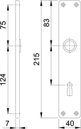 HOPPE Langschildpaar 202SP F2/neusilberfarbig, 72 mm Entfernung, Aluminium, sichtbare Verschraubung
