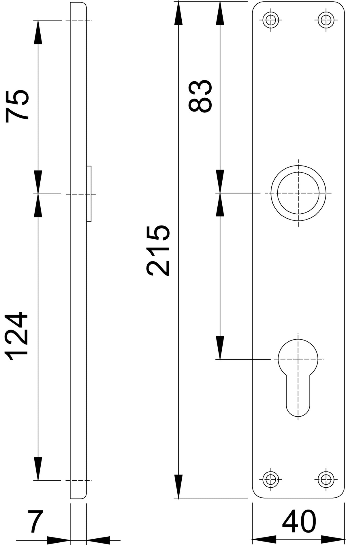 HOPPE Langschildpaar 202SP F2/neusilberfarbig, 72 mm Entfernung, Aluminium, sichtbare Verschraubung