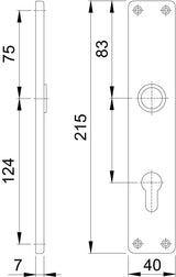 HOPPE Langschildpaar 202SP F2/neusilberfarbig, 72 mm Entfernung, Aluminium, sichtbare Verschraubung