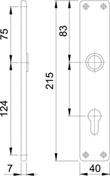 HOPPE Langschildpaar 202SP F2/neusilberfarbig, 72 mm Entfernung, Aluminium, sichtbare Verschraubung