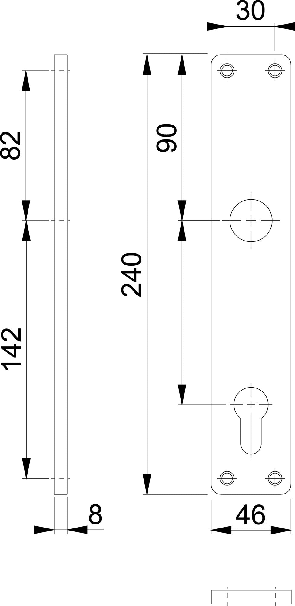 HOPPE Langschildpaar 202H PZ 92 mm – Neusilberfarbiges Aluminium-Langschild, sichtbare Verschraubung